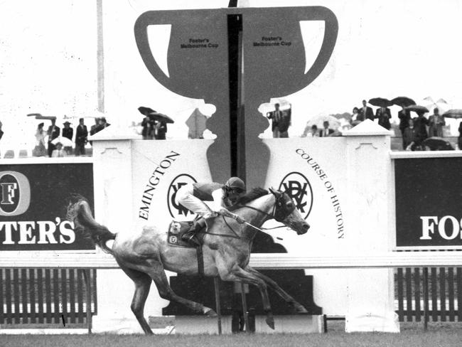 Subzero winning the 1992 Melbourne Cup for Hall.