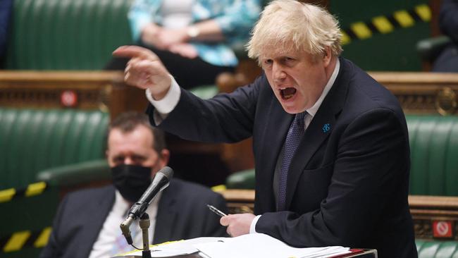 British Prime Minister Boris Johnson speaks in the House of Commons overnight (AEST). Picture: AFP