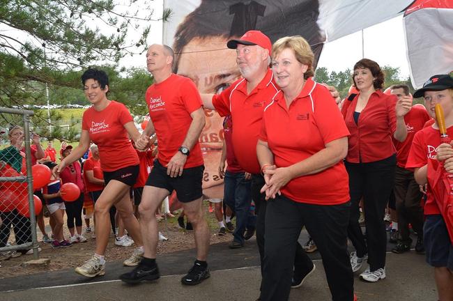 Bruce and Denise Morcombe with Premier Campbell Newman and his wife Lisa at the record-breaking 2014 Walk for Daniel. Picture: Warren Lynam