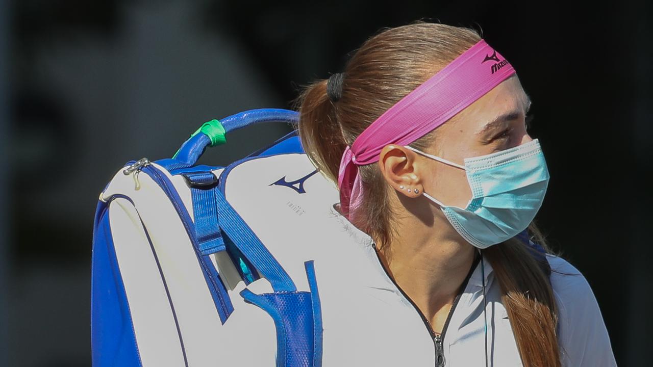 Tennis player Aleksandra Krunic of Serbia on her way to training