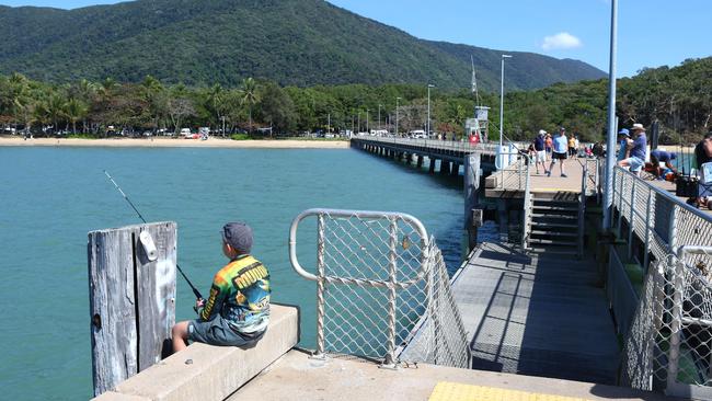 The jetty at Palm Cove beach, which is popular with walkers and fishermen and women. Picture: Brendan Radke