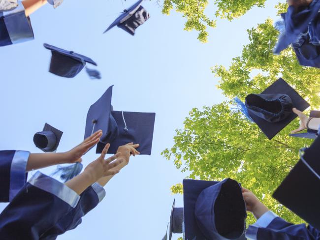 Throwing graduation hats