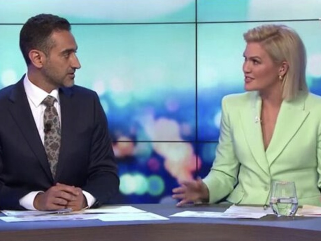 Harris with her Project co-host Waleed Aly. Picture: Channel 10