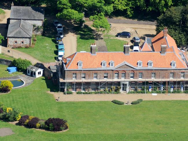 Anmer Hall was gifted to Prince William and Kate, the Duke and Duchess of Cambridge. Pictured undergoing renovations. Picture: MEGA