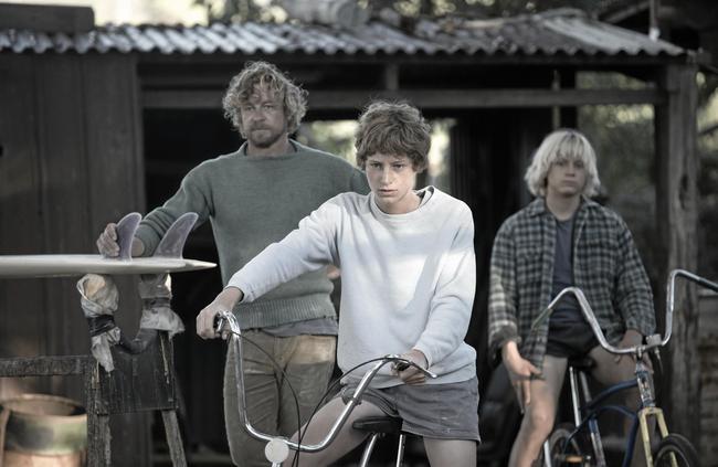 Baker, Samson Coulter and Ben Spence in a scene from his new movie, Breath. Picture: Screen Australia