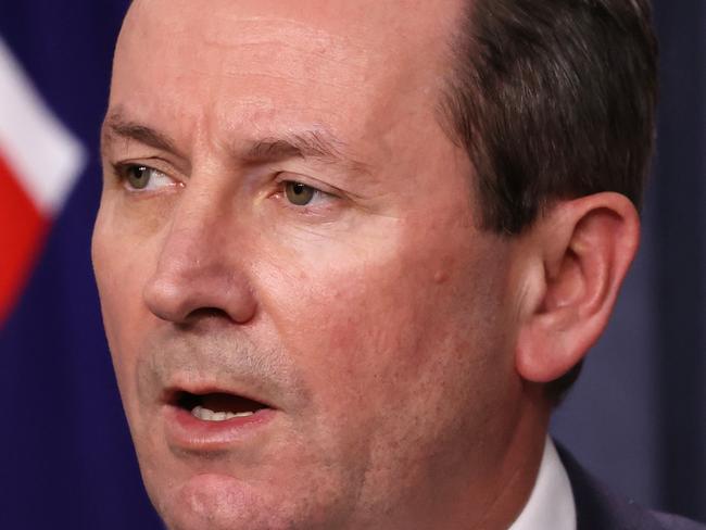 Politics. Premier Mark McGowan holds a Covid related press conference at Dumas House in West Perth. Picture Jackson Flindell The West Australian