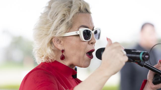 Kellie Jay-Keen held a rally at Parliament House in Canberra in March. Picture: Martin Ollman