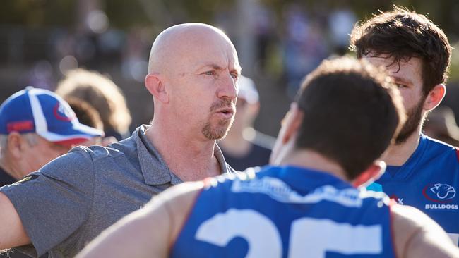 Central District Coach, Roy Laird at Elizabeth Oval, in the match between Central District and North Adelaide, Saturday, July 6, 2019. Picture: MATT LOXTON