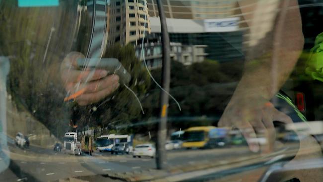 On Warringah Freeway, North Sydney. Picture: John Grainger