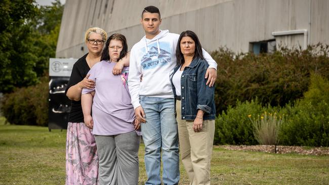 Parents Sarah Lee and Angela Ferry with their children Savannah and Nicholas. Picture: Jake Nowakowski