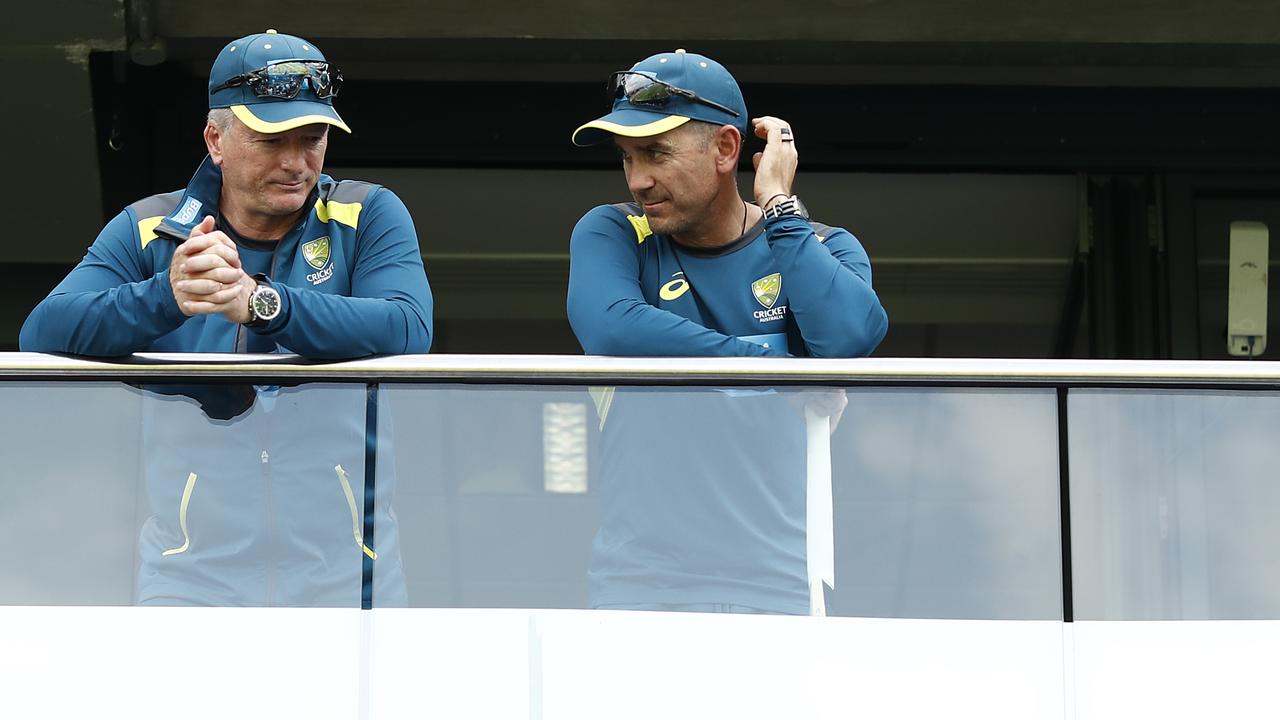 Steve Waugh and Justin Langer during the 2019 Ashes in England. Picture: Ryan Pierse/Getty Images