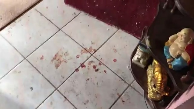 Blood can be seen on the floor at a home in Birchwood Bvd, Deer Park after it was allegedly ransacked. Picture: Twitter/Cassie Zervos