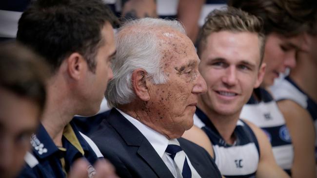 Frank Costa and Joel Selwood during the 2015 Geelong Cats team photo day. Picture: Justine Walker/AFL Media