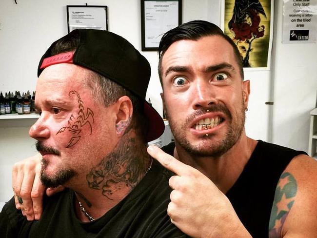 Body modification artist Brendan Russell (right). Picture: Facebook/Instragram