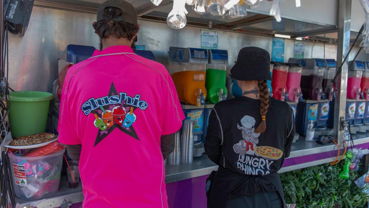 Guests enjoying slushies at the Kingaroy BaconFest 2023.