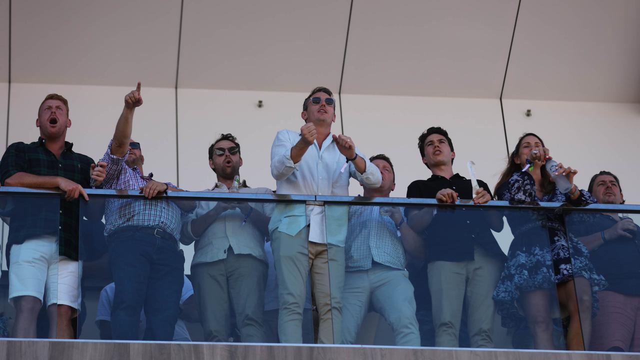 Punters cheer on their horses at the 2021 Great Northern Darwin Cup. Picture: Glenn Campbell