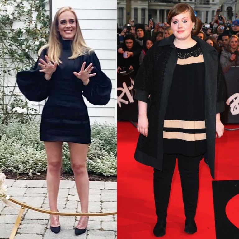 Left: Adele now. Right: 2008. Picture: Instagram/Getty Images