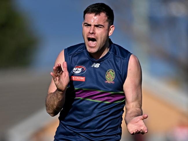 Old ParadiansÃ  Mitchell Merkel during the NFNL Old Paradians v Mernda football match in Lalor, Saturday, Aug. 17, 2024. Picture: Andy Brownbill