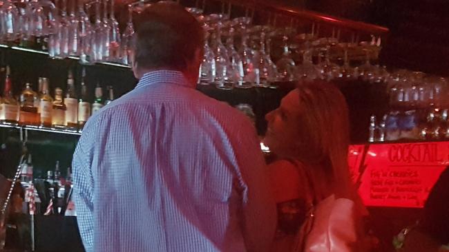 Barnaby Joyce and Vikki Campion chat in the Different Drummer bar in Glebe on February 23, 2017.  Picture: Roger Tavener