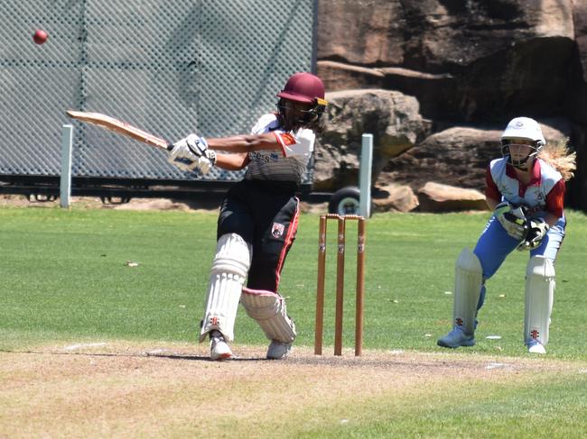 Sam Kuncham hits out at Tunks Park earlier in the season. Picture: UTS North Sydney CC