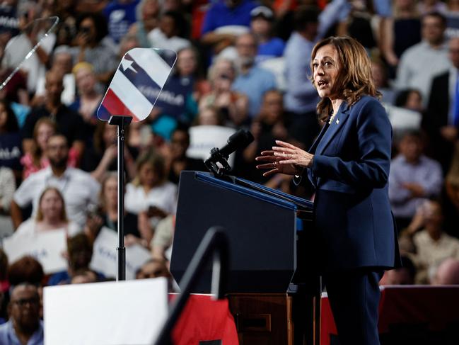 US Vice President and Democratic Presidential candidate Kamala Harris speaks at West Allis Central High School during her first campaign rally in Milwaukee, Wisconsin. Picture: AFP