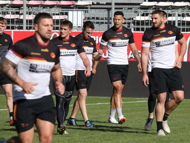 Israel Folau training with Catalan Dragons in Perpignan, France. Picture: Ella Pellegrini