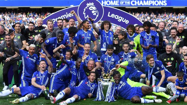 Chelsea with the Premier League trophy.
