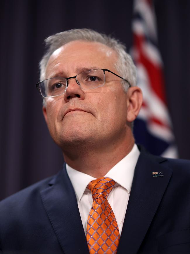 Prime Minister Scott Morrison said he regretted if his language caused Ms Holgate “distress”. Picture: NCA NewsWire/Gary Ramage