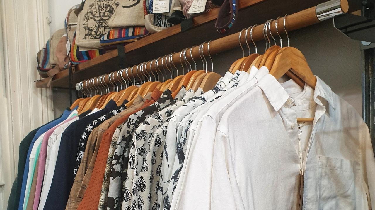 Rack of shirts at True Hemp Culture, Port Adelaide