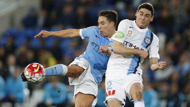 Samir Nasri in action for Manchester City during a match on the Gold Coast against Melbourne City in 2015. Picture: Jerad Williams
