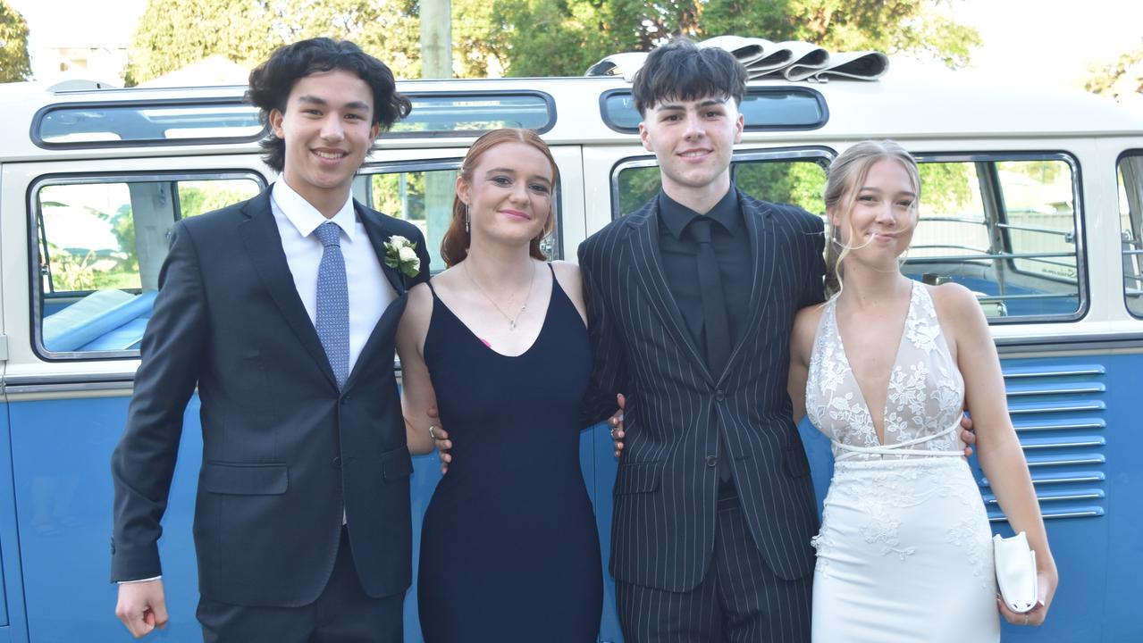 Oliver Kong, Josie Webber, Nathan Moore, Izzy Powell at the Sunshine Coast Grammar School formal on November 17. Picture: Sam Turner