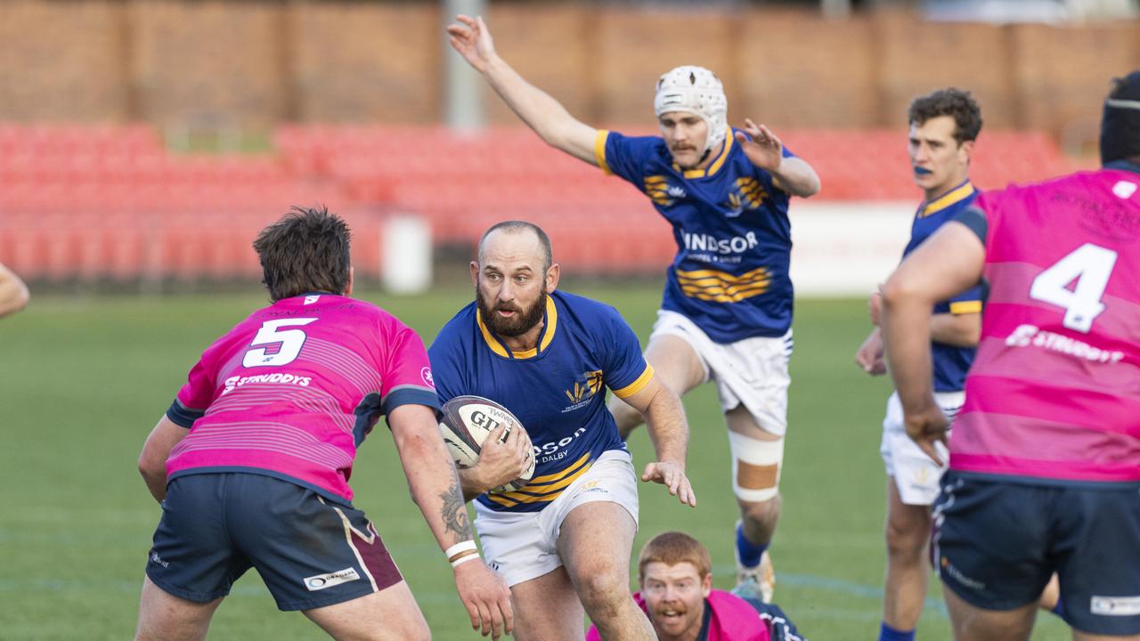 Krause Turner of Dalby Wheatman against Toowoomba Bears in Downs Rugby A grade Risdon Cup round 11 rugby union at Toowoomba Sports Ground, Saturday, July 13, 2024. Picture: Kevin Farmer