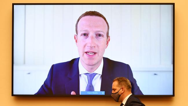 Facebook CEO Mark Zuckerberg testifies before the House Judiciary Subcommittee on Antitrust, Commercial and Administrative Law hearing in 2020. Picture: Mandel Ngan/Pool/AFP)