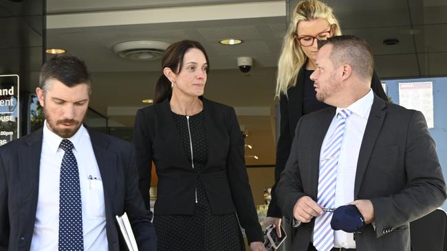 Day one inquiry into Brett Forte murder at Toowoomba Courthouse. Brett's wife, Susie Forte, leaves the courthouse with her legal team