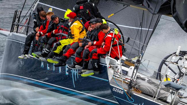 This handout image taken on December 28 and received from Rolex on December 30, 2023 shows the yacht Alive during the annual Sydney to Hobart yacht race in Hobart. Australian yacht Alive was December 30 crowned the overall winner of the prestigious Sydney-Hobart race, overcoming perilous storms that forced several damaged competitors to retire. (Photo by Kurt Arrigo / ROLEX / AFP) / RESTRICTED TO EDITORIAL USE - MANDATORY CREDIT "AFP PHOTO / ROLEX / KURT ARRIGO" - NO MARKETING NO ADVERTISING CAMPAIGNS - DISTRIBUTED AS A SERVICE TO CLIENTS - NO ARCHIVE