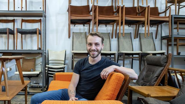 Mark Cawdron-White at his That Retro Guy store on O'Connell St, North Adelaide. Picture Mark Brake