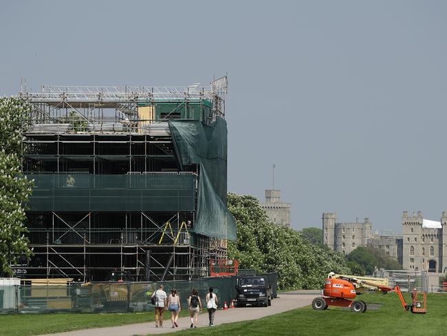 A media stand is erected halfway along The Long Walk at Windsor Castle. Picture: Dan Kitwood/Getty Images