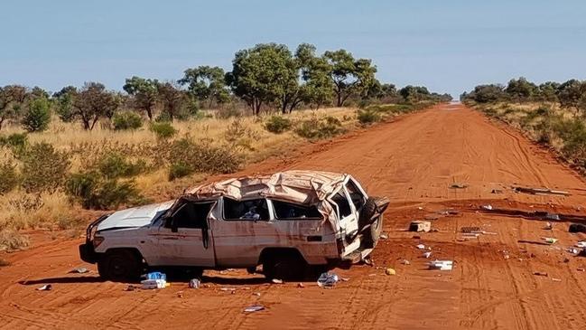 A single-vehicle rollover on the Sandover Highway killed a 27-year-old woman on Saturday. Picture: Supplied