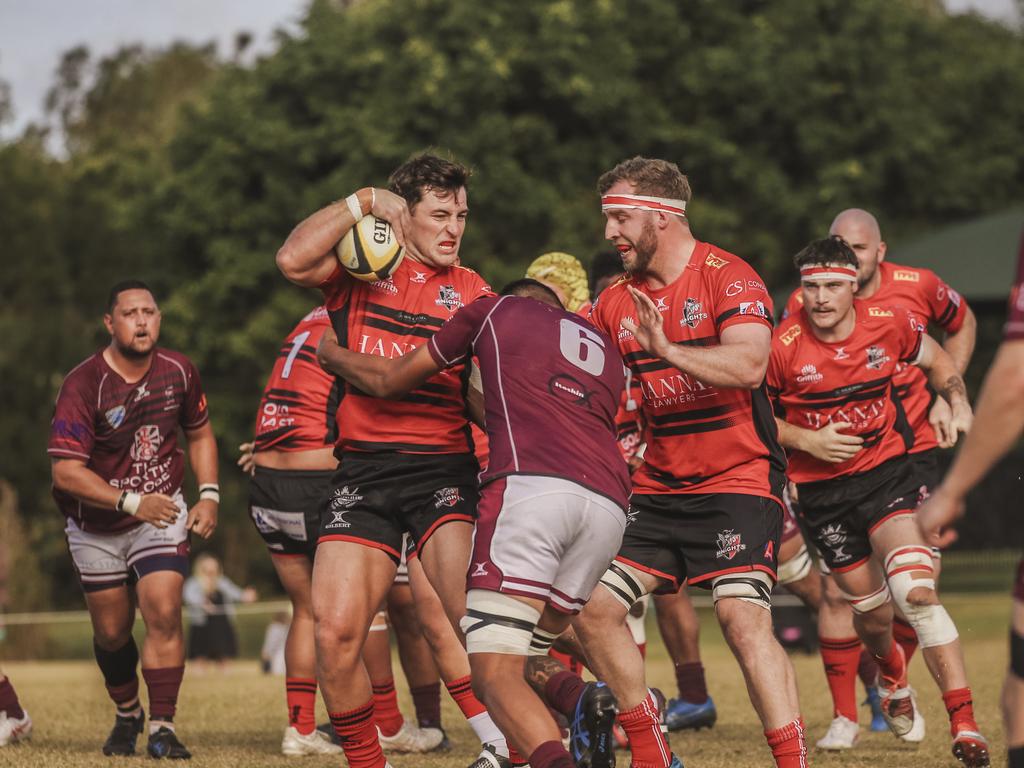 GCDRU major semi final between Colleges Knights and Nerang Bulls. Picture: Glenn Campbell