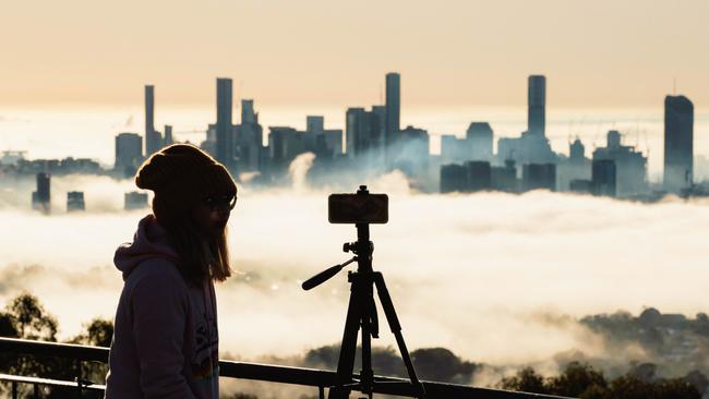 Brisbane has experienced a run of foggy mornings across the past few weeks. Picture: Richard Walker