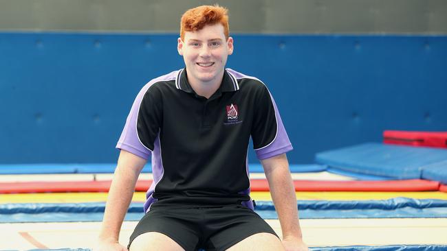 Harrison Lee poses on a trampoline at the PCYC in Redcliffe. PHOTO: AAP /Jono Searle