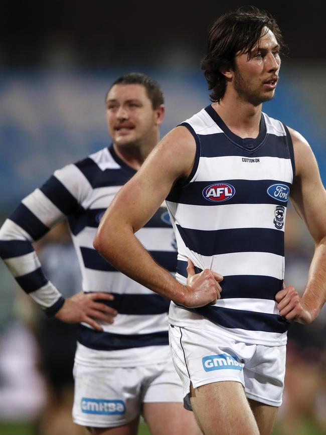 Jack Henry and Jack Steven look dejected after the final siren.