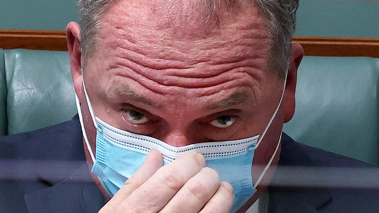 Barnaby Joyce’s text messages came back to haunt him again in Question Time. Picture: NCA NewsWire / Gary Ramage