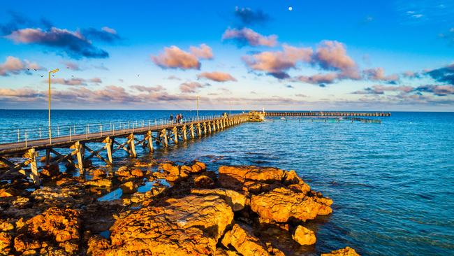 Moonta Bay looking picture perfect. Picture: Ben Stamatovich/The Drone Way