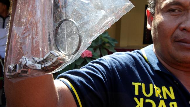 Police found a broken watch at the crime scene on Legian Beach. Picture: Lukman S. Bintoro.