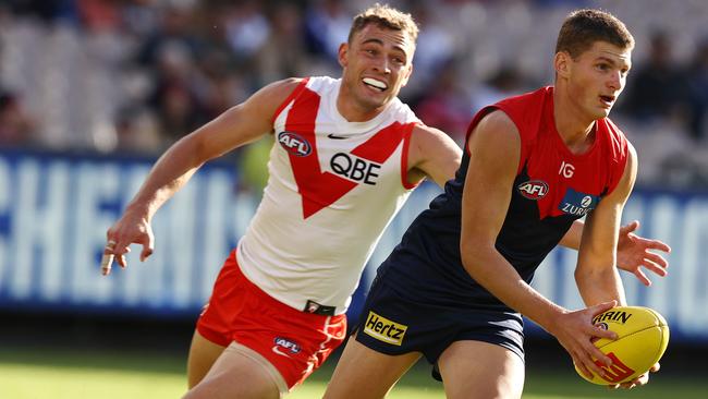 Longmire suggested Will Hayward was unlucky to give away a 50m penalty for dissent on Sunday, but he warned the forward to avoid making comments to his opponents as well as to the umpire. Picture: Michael Klein