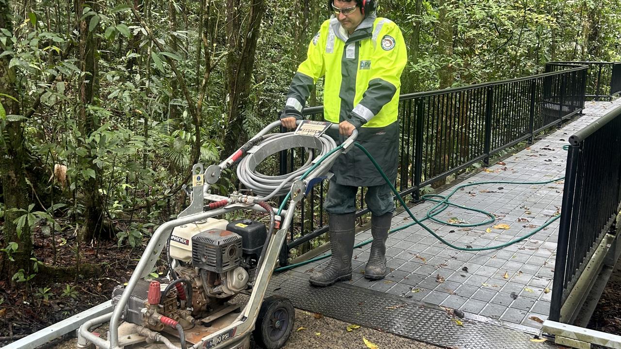 Over the past three months, rangers have overseen substantial engineering and safety inspections, resulting in significant repair works to park infrastructure, including walking tracks, boardwalks and lookouts as well as removing hundreds of tonnes of flood mud and debris to ensure these areas safe and enjoyable for visitors. Photo: Supplied