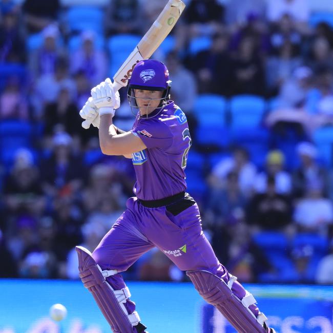 D'Arcy Short bats during the Big Bash League cricket match between Hobart Hurricanes and Melbourne Renegades at Blundstone Arena last yea. Picture: AAP/ROB BLAKERS