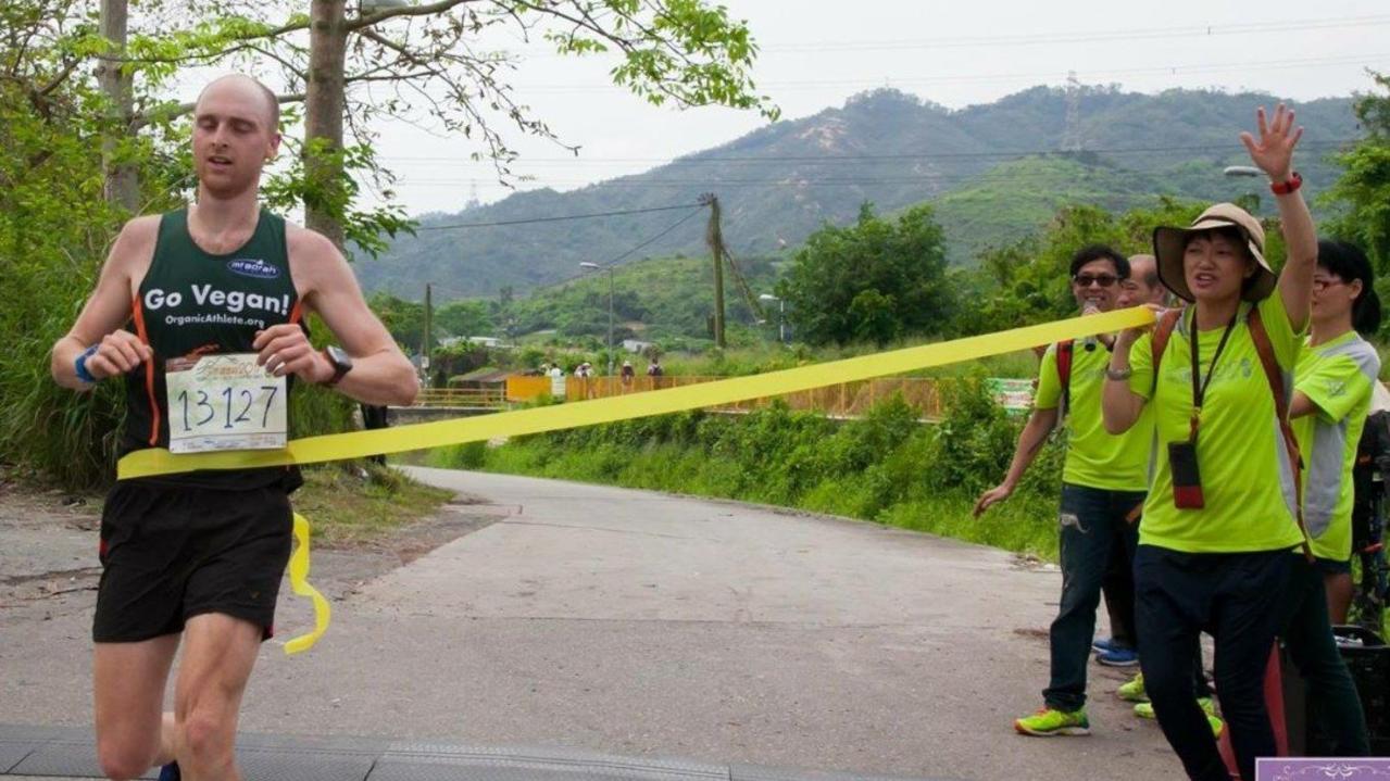 A photo posted on Oscar Jenkins’ Instagram account shows him completing a cross country race in China in 2017. Picture: Instagram,