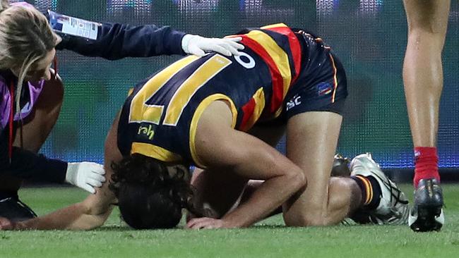 Will Hamill was left in all sorts of trouble after Alex Neal-Bullen’s sling tackle. Picture: Sarah Reed